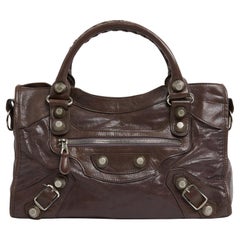 Balenciaga Sac City Medium taupe Brown Leather Silver Hardware  Sac à main City
