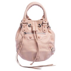 Balenciaga Salmon Pink Leather Mini Pompon RH Hobo