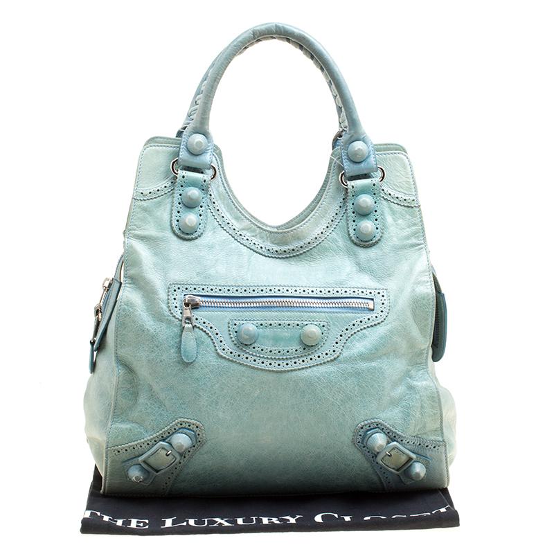 Balenciaga Sea Green Leather Giant Brogues Folder Tote 7