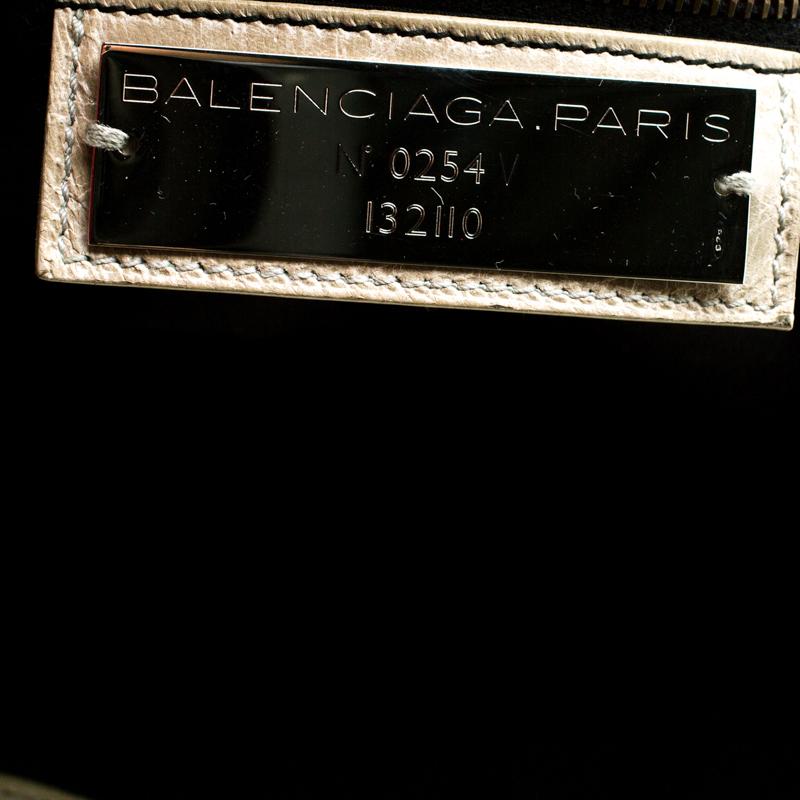 Balenciaga Sea Green Leather Raised Brass Hardware Work Tote 3