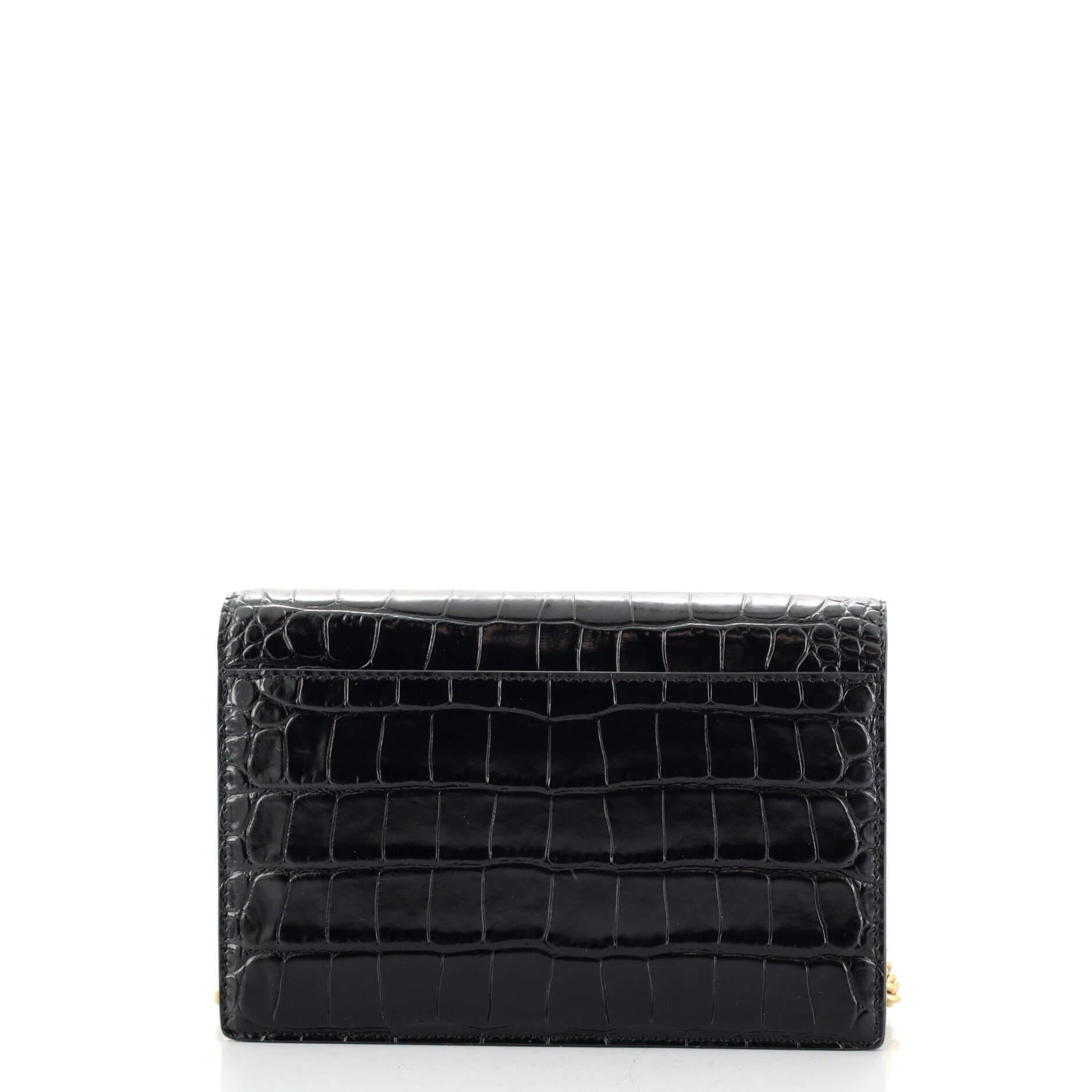 Balenciaga Sharp Chain Crossbody Bag Crocodile Embossed Leather In Good Condition In NY, NY