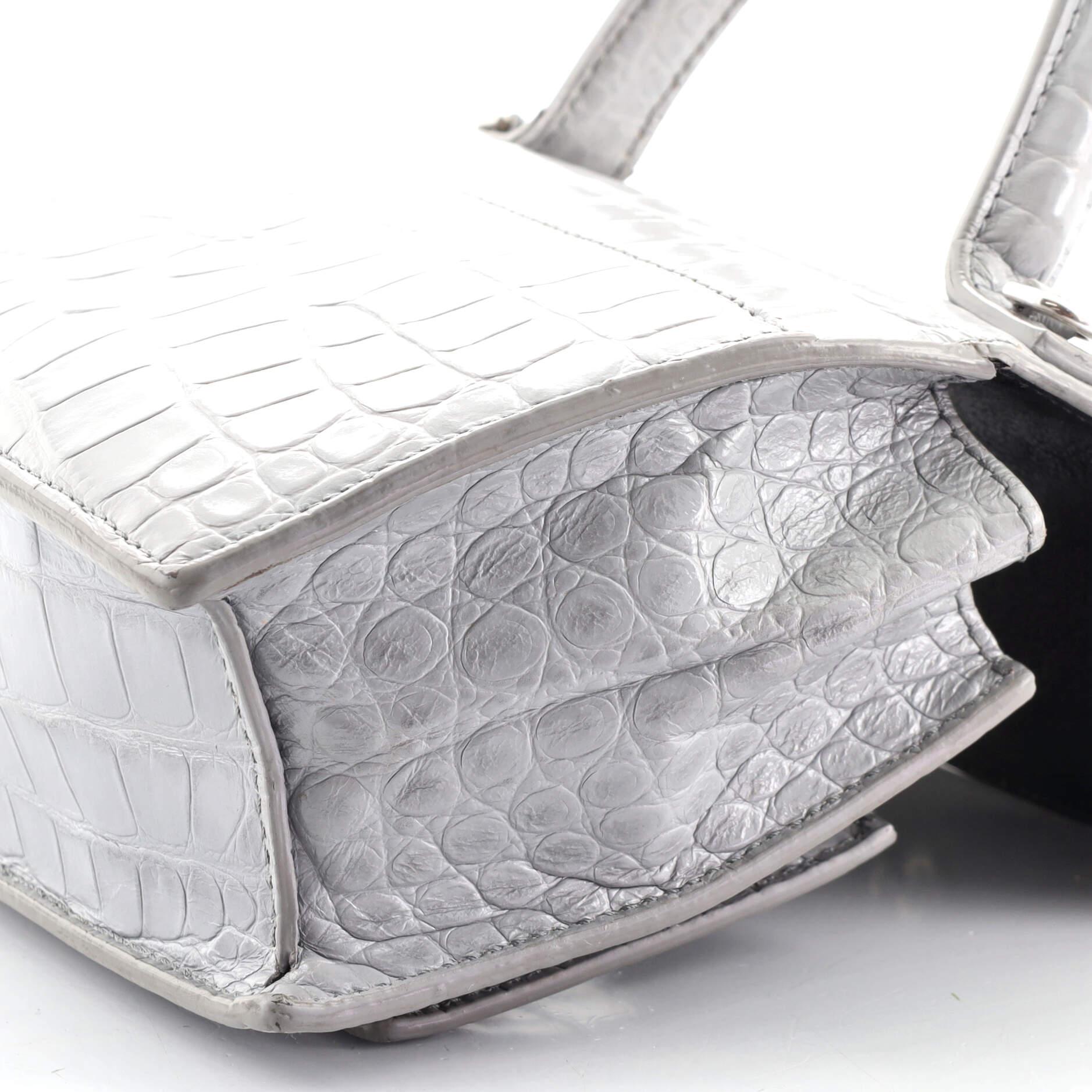 Balenciaga Sharp Top Handle Bag Crocodile Embossed Leather XS 2