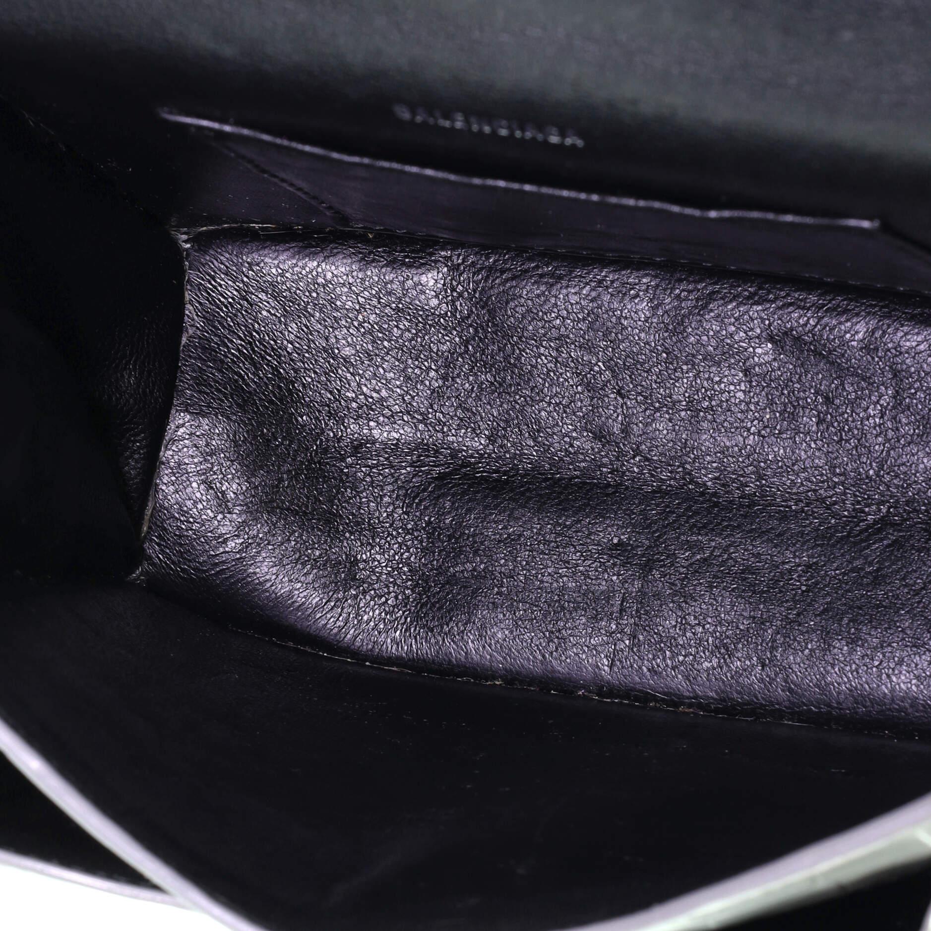 Gray Balenciaga Sharp Top Handle Bag Crocodile Embossed Leather XS