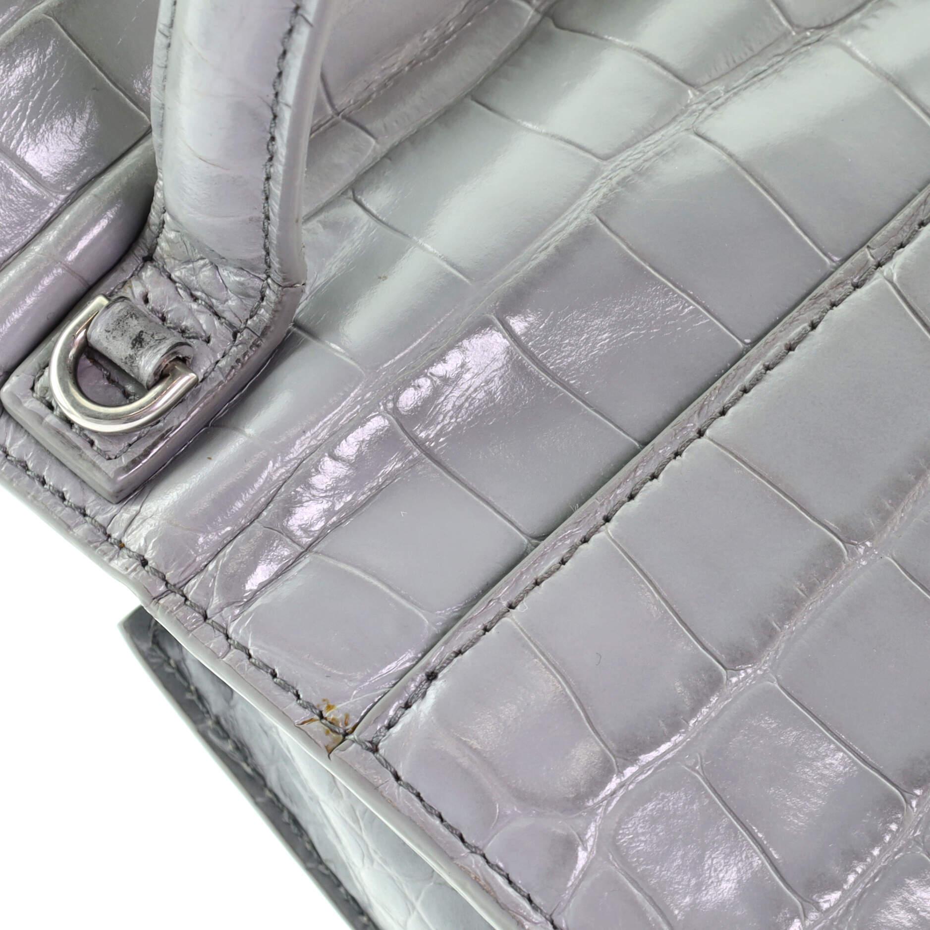 Balenciaga Sharp Top Handle Bag Crocodile Embossed Leather XS 1