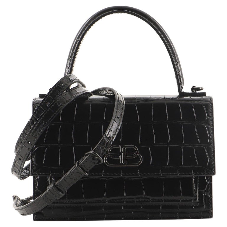 Balenciaga Sharp Top Handle Bag Crocodile Embossed Leather XS at 1stDibs