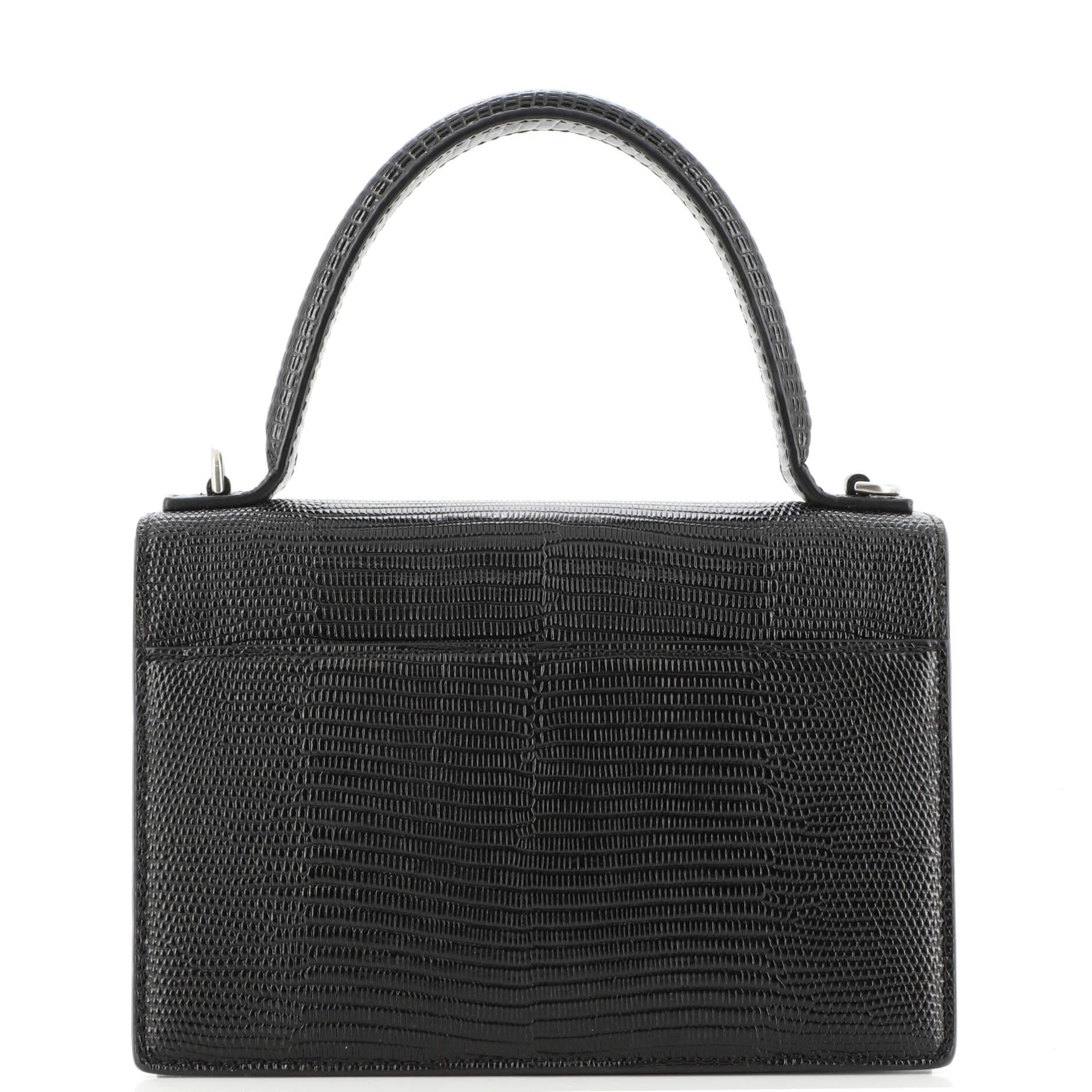 Black Balenciaga Sharp Top Handle Bag Lizard Embossed Leather XS