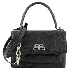 Balenciaga Sharp Top Handle Bag Lizard Embossed Leather XS