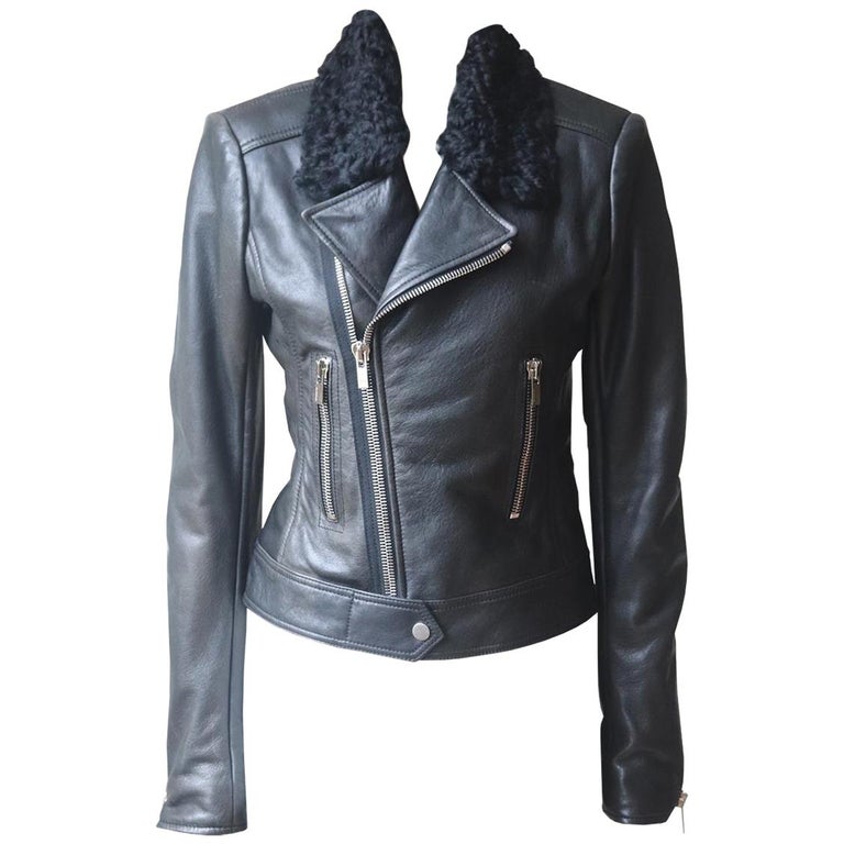 Balenciaga Shearling Trimmed Textured Leather Biker Jacket For Sale at  1stDibs | balenciaga leather jacket, balenciaga leather biker jacket, balenciaga  biker jacket