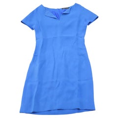 Robe droite Balenciaga en soie bleue