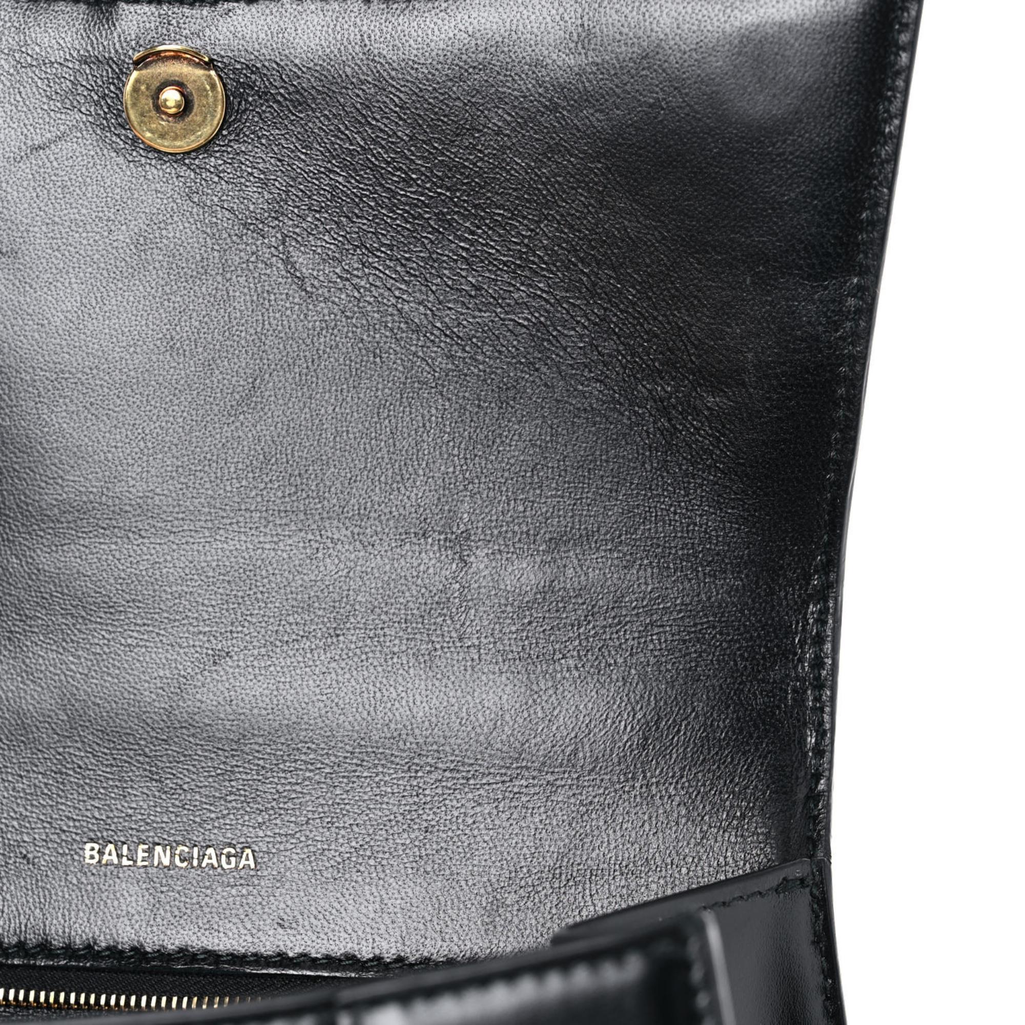Balenciaga Shiny Box Calfskin Small Hourglass Top Handle Bag Black 9