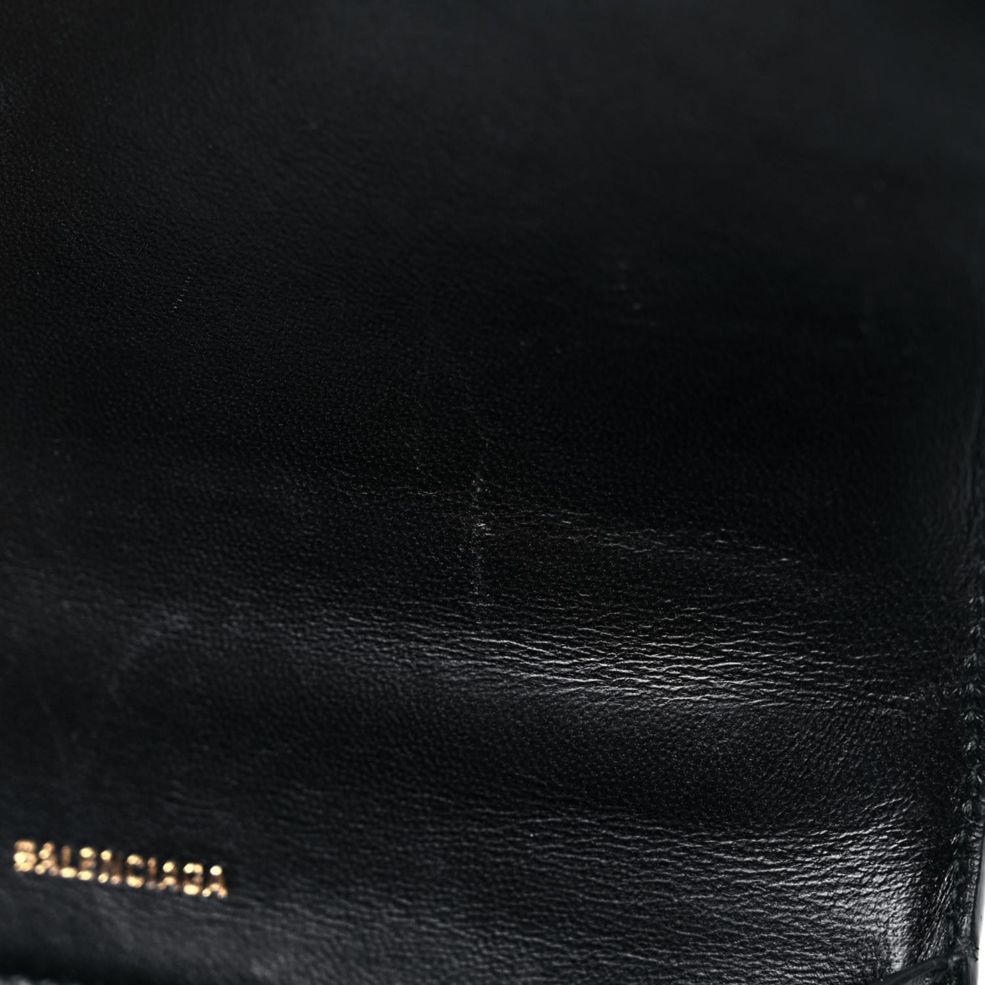 Balenciaga Shiny Box Calfskin Small Hourglass Top Handle Bag Black 10