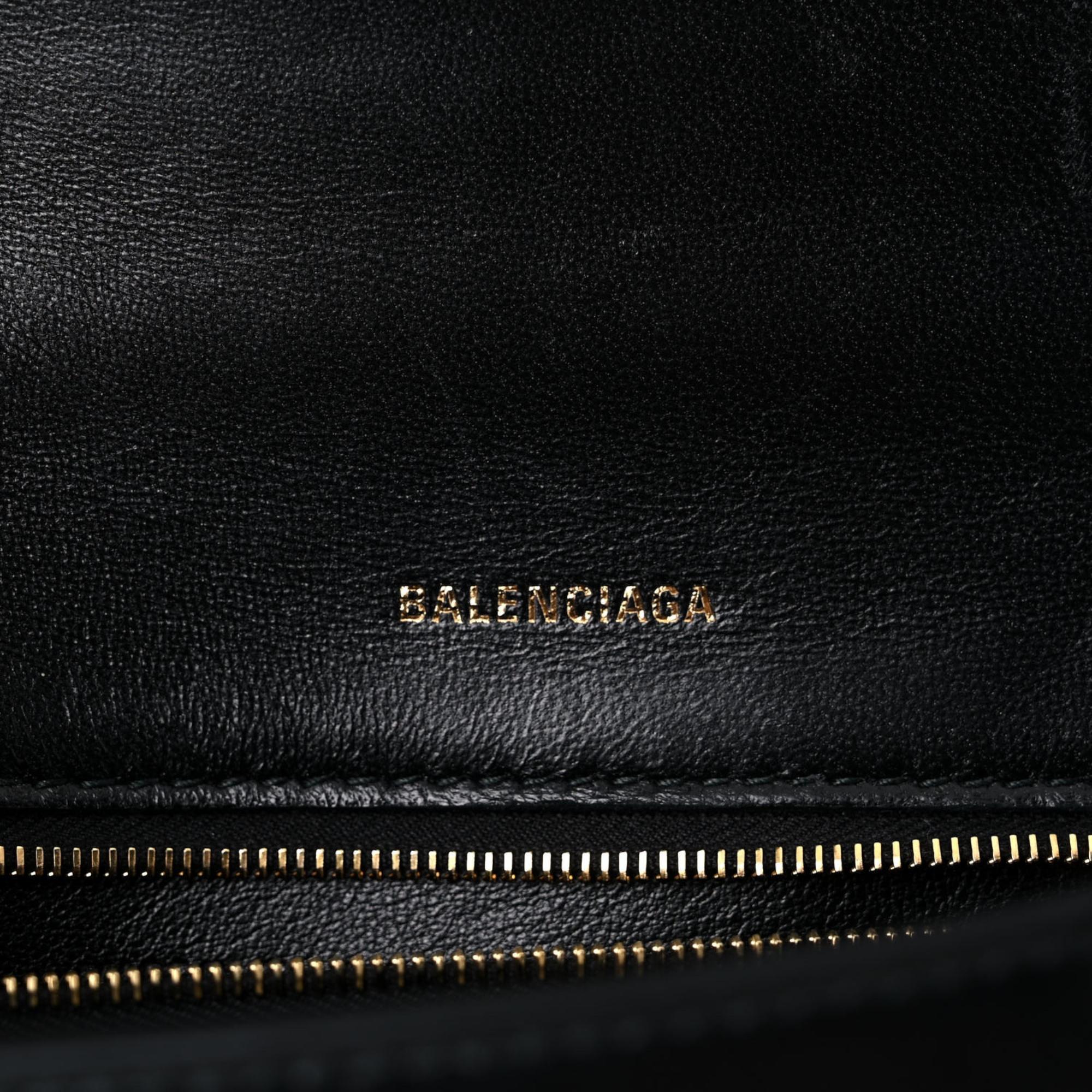 Balenciaga Shiny Box Calfskin Small Hourglass Top Handle Bag Black For Sale 3