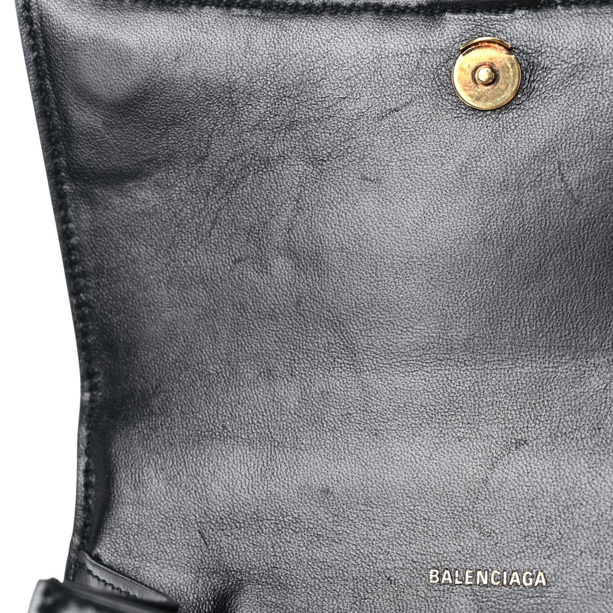 Balenciaga Shiny Box Calfskin Small Hourglass Top Handle Bag Black For Sale 4