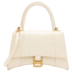 Balenciaga Shiny Croc Embossed Calfskin Hourglass Small Top Handle