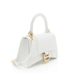 Balenciaga Shiny Croc Embossed Calfskin Hourglass XS Top Handle