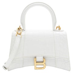 Balenciaga Shiny Croc Embossed Calfskin Hourglass XS Top Handle