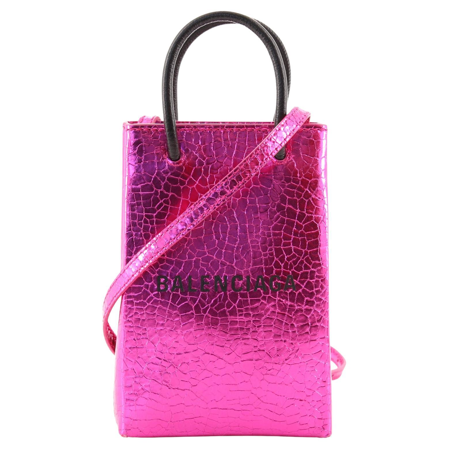 Shopping phone holder leather mini bag Balenciaga Pink in Leather  31650080