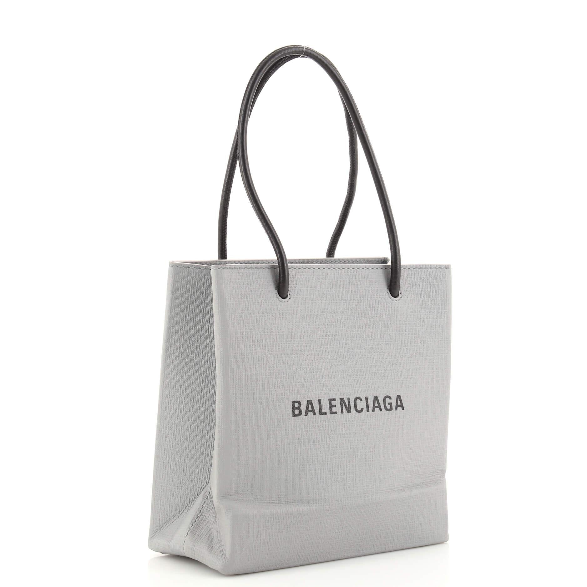 Gray Balenciaga Shopping Tote Leather XXS