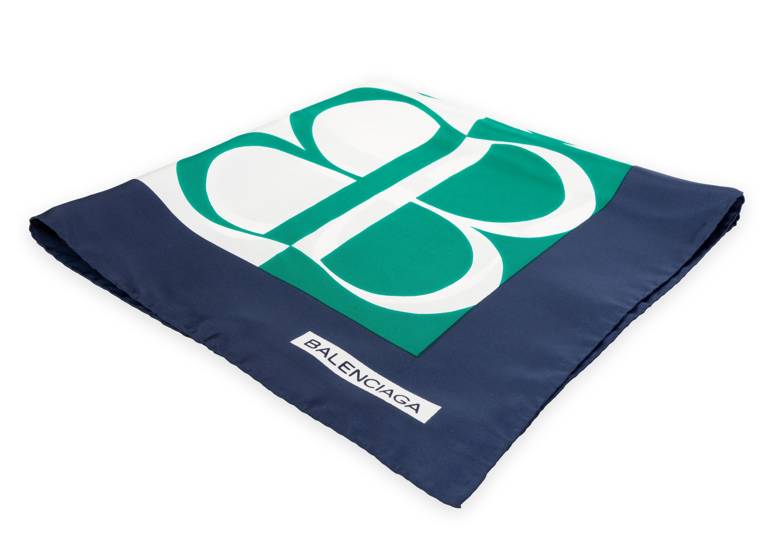 logo print silk scarf