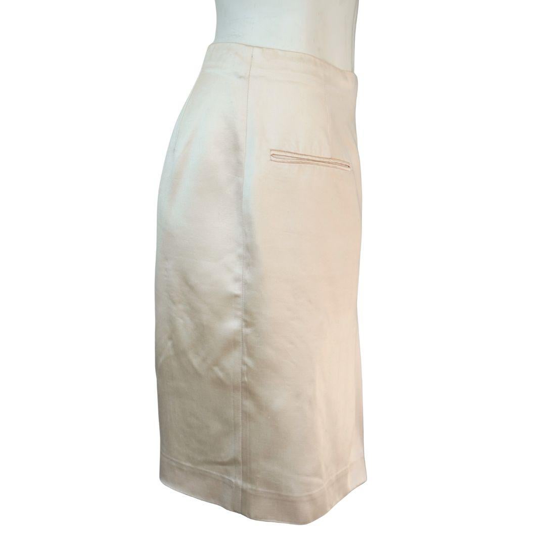 Donna Gonna midi a matita in seta color crema di Balenciaga in vendita