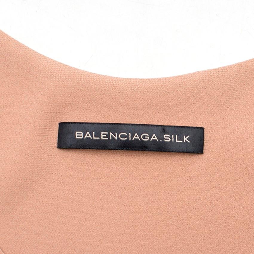 Balenciaga Silk Nude Sleeveless Asymmetric Top US 8 For Sale 1