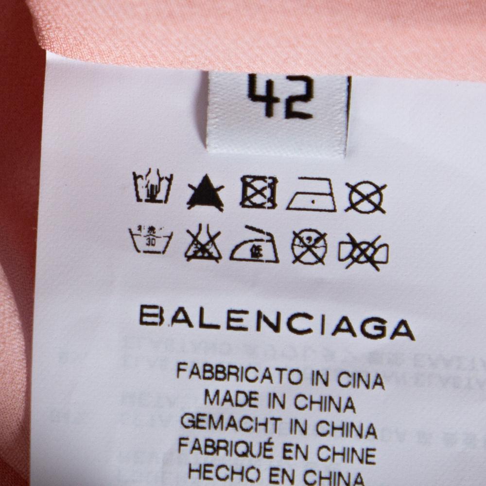 Balenciaga Silk Pink Pintuck Detail A-Line Shift Dress L In Good Condition In Dubai, Al Qouz 2