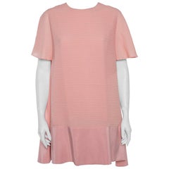 Balenciaga Silk Pink Pintuck Detail A-Line Shift Dress L