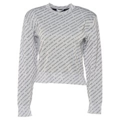 Balenciaga Silver All Over Logo Lurex Knit Crewneck Sweater M