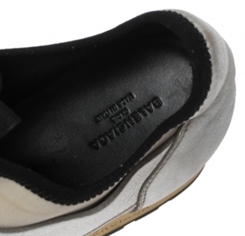 Women's Balenciaga Silver/Black Leather And Fabric Race Runner Sneakers Size 40 For Sale