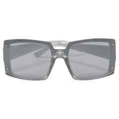 Balenciaga Silver/Black Tinted BB0081S Squared Sunglasses