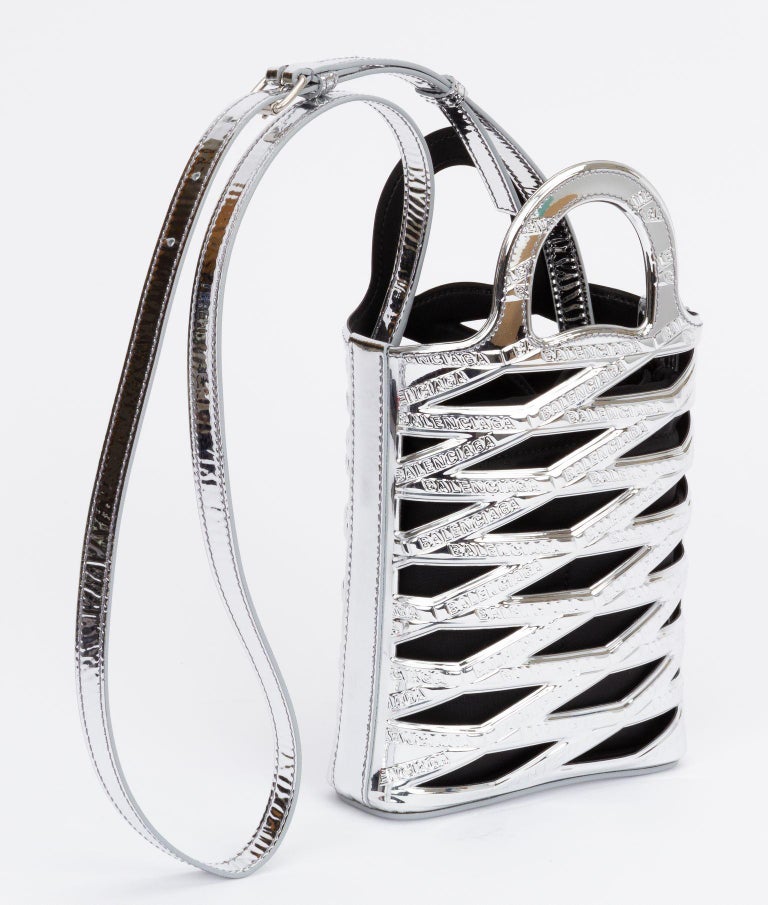 Balenciaga Silver Cross Body 2 Way Bag For Sale at 1stDibs