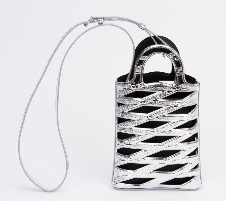Balenciaga Silver Cross Body 2 Way Bag For Sale at 1stDibs