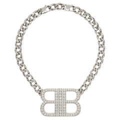 Balenciaga Silver Curb Chain BB 2.0 Necklace