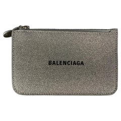 BALENCIAGA Silver Gliter Credit Card Holder Wallet