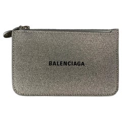BALENCIAGA Silber Gliter Kreditkartenhalter-Brieftasche
