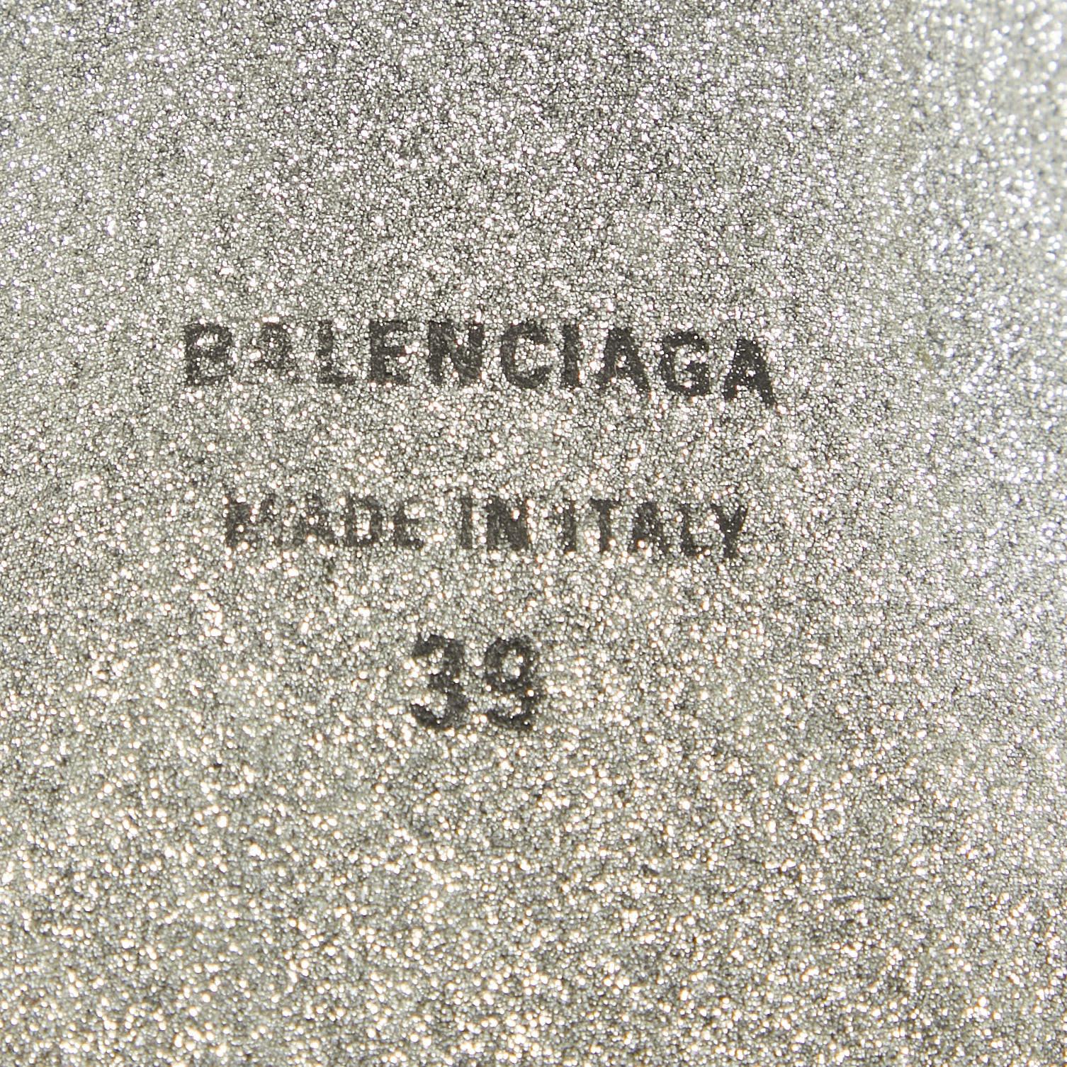 Balenciaga Silver Glitter Knife Mules Size 39 4