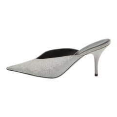 Balenciaga Silver Glitter Knife Mules Size 39