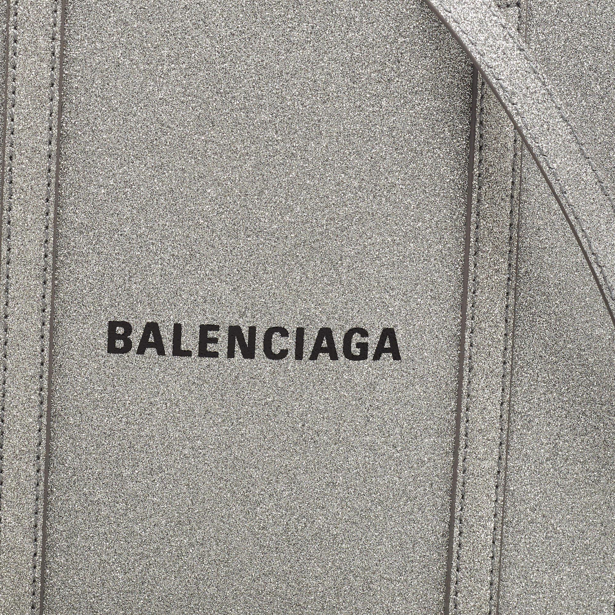 Balenciaga Silver Glitter Leather XXS Everyday Tote 2