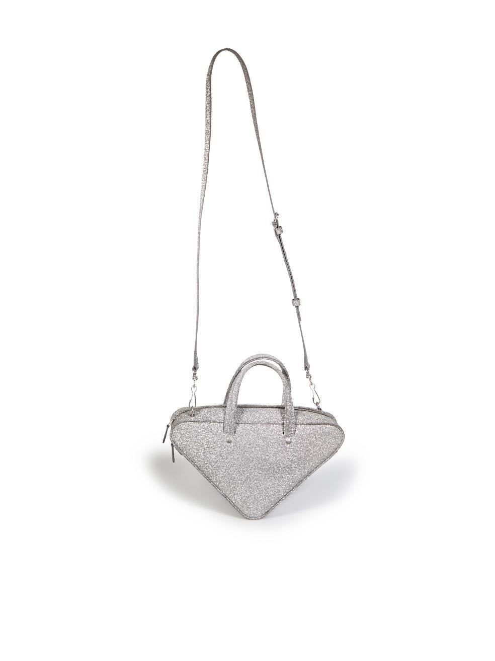 Balenciaga Silber Glitter Triangle Handtasche im Zustand „Gut“ in London, GB