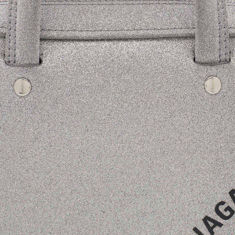 Balenciaga Silver Glitter XS Triangle Duffle Shoulder Bag For Sale at 1stDibs