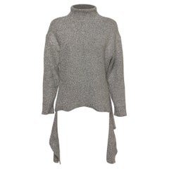 Balenciaga Silberner Rollkragenpullover mit Strickmuster S