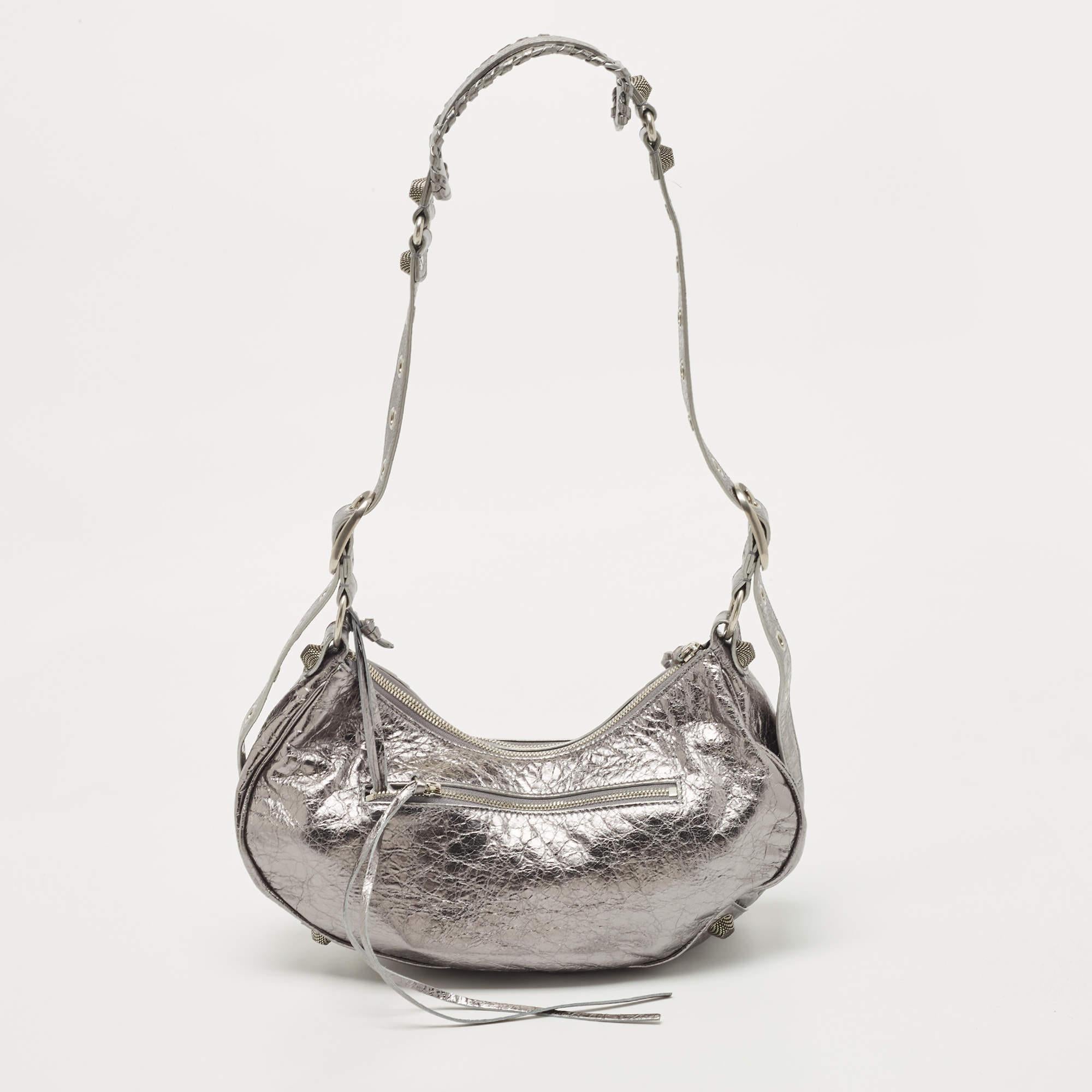 Balenciaga Silver Leather Le Cagole Shoulder Bag 10