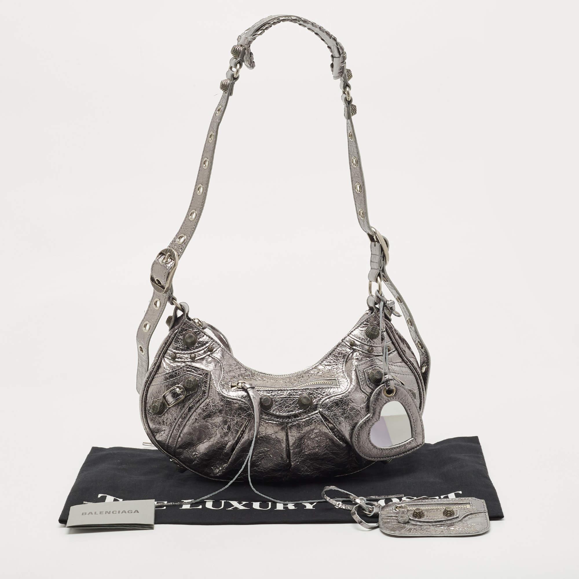 Balenciaga Silver Leather Le Cagole Shoulder Bag 11
