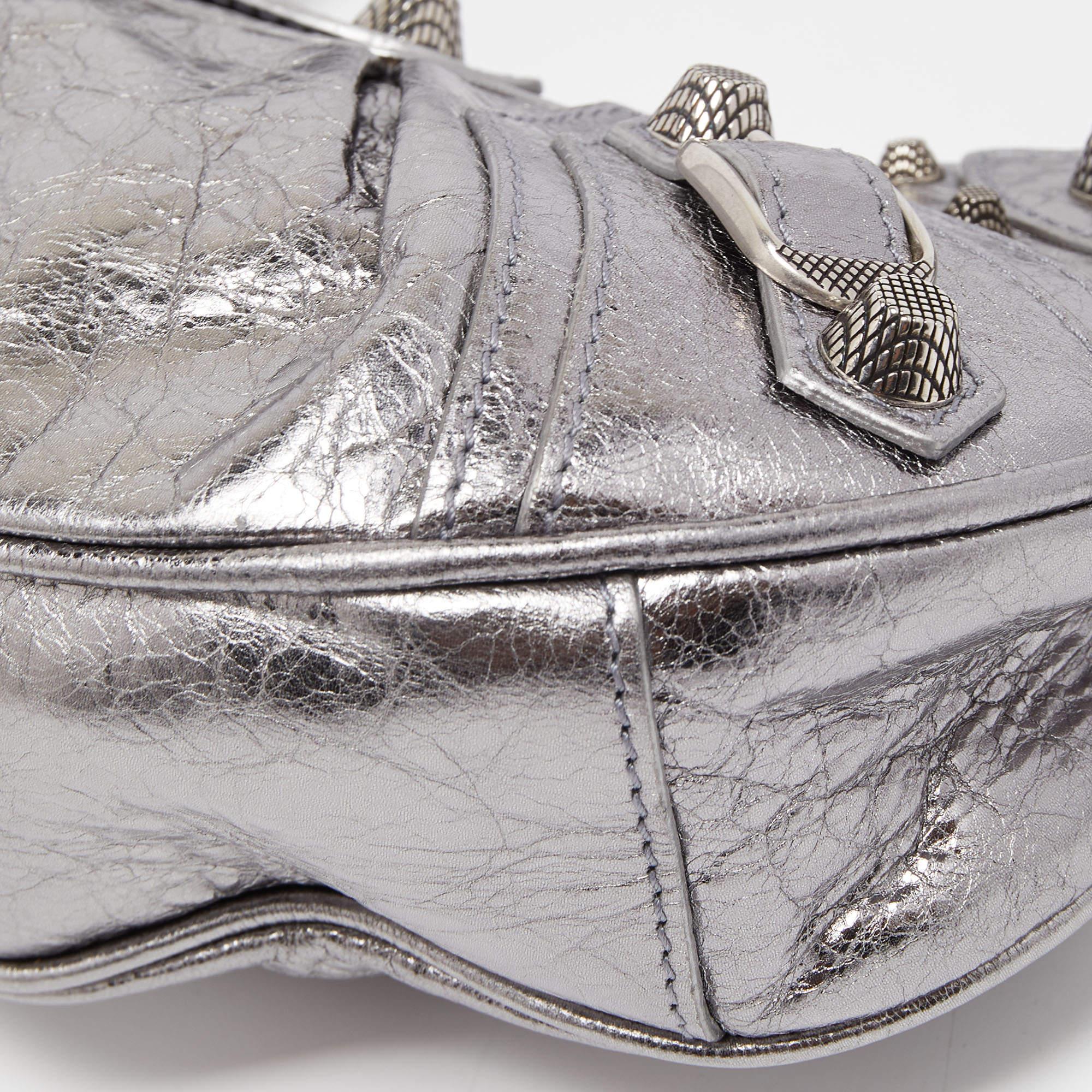 Balenciaga Silver Leather XS Le Cagole Shoulder Bag 3