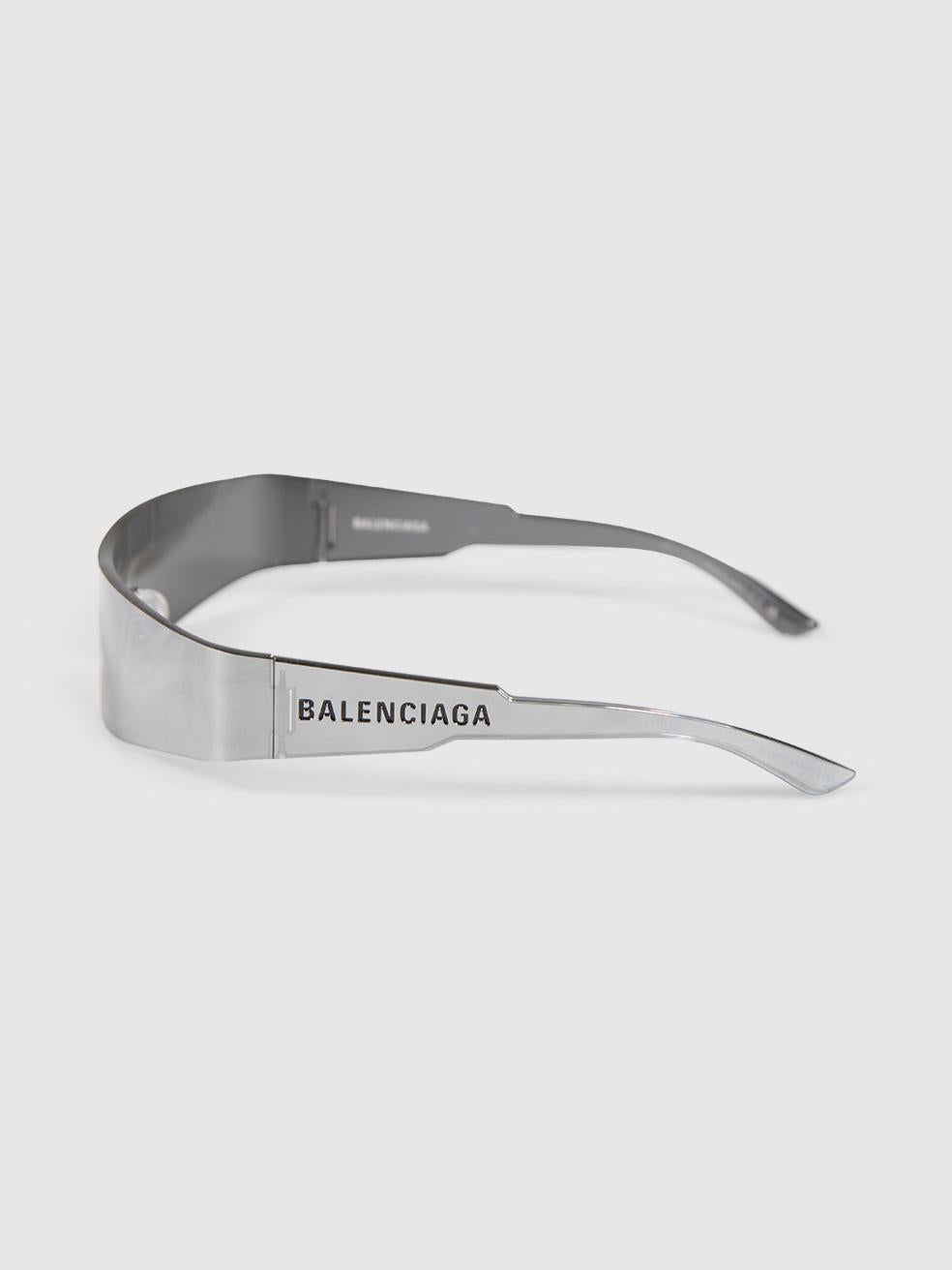Occhiali da sole mono-rettangolari Balenciaga Silver In condizioni ottime a London, GB