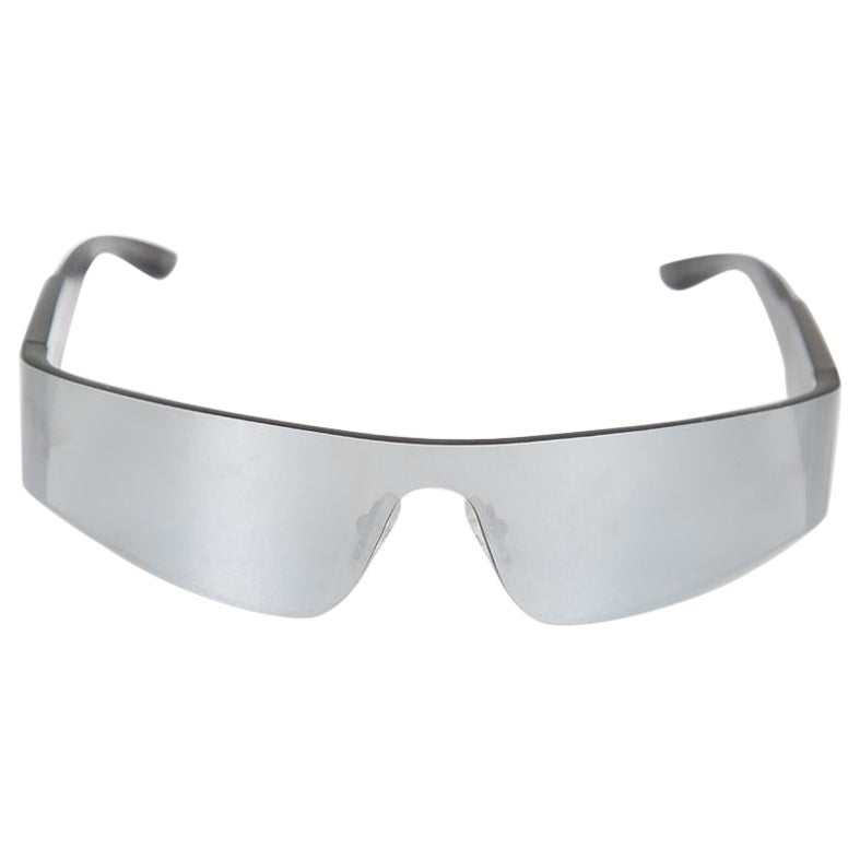 Occhiali da sole mono-rettangolari Balenciaga Silver