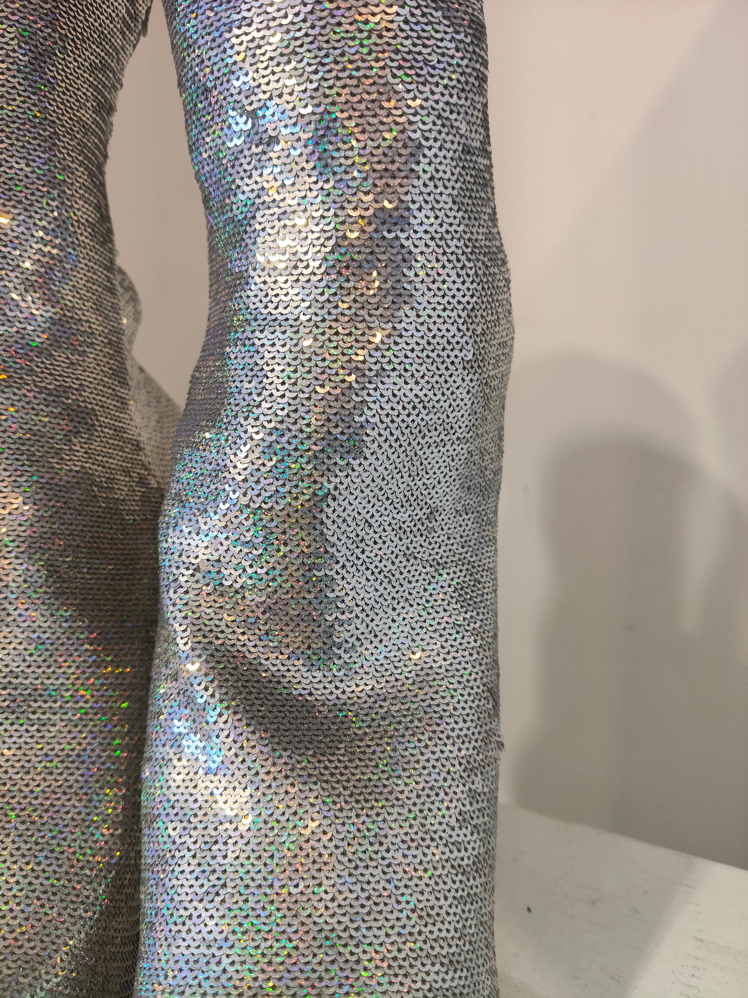 Balenciaga silver sequins boots (Silber) im Angebot