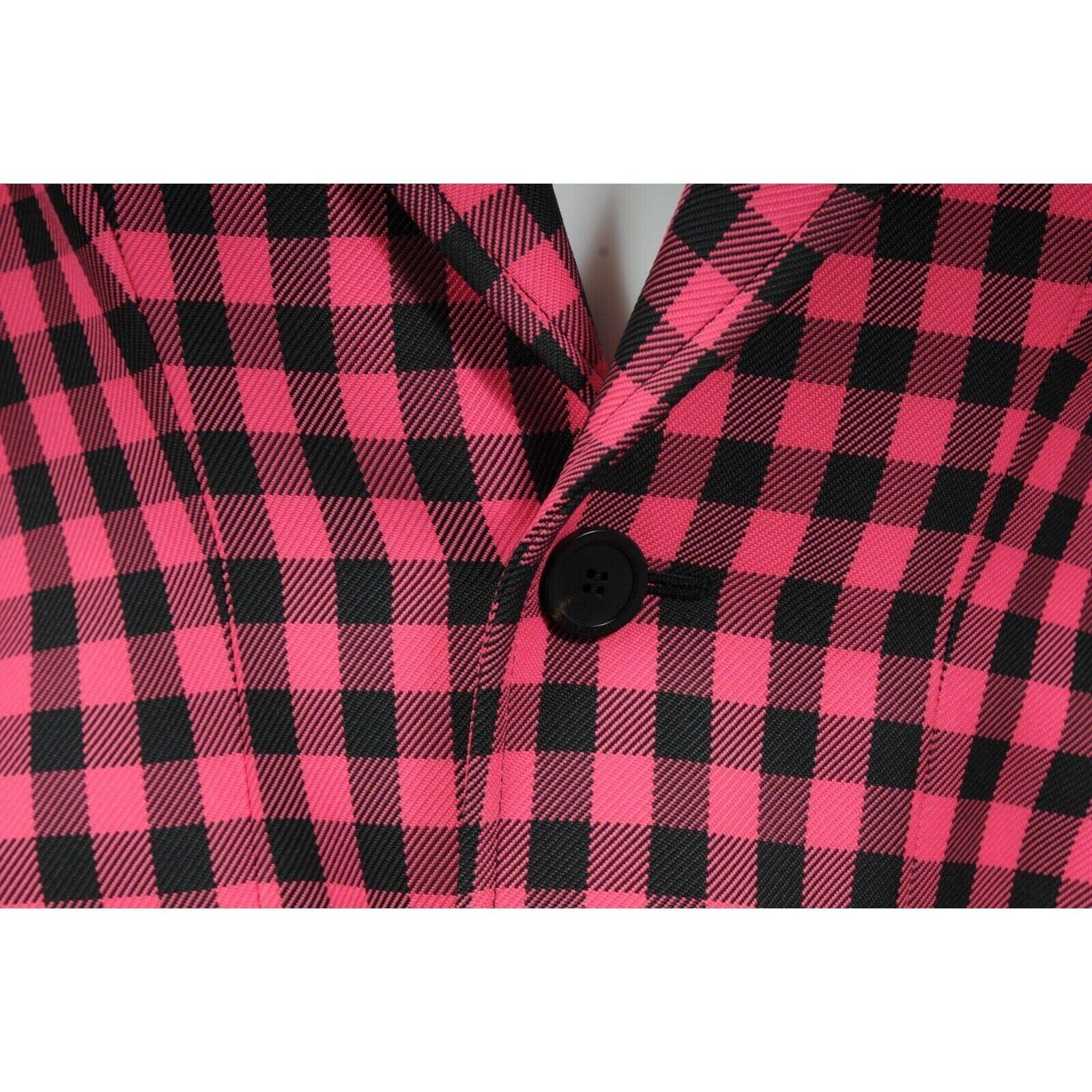Balenciaga Blazer monopetto a clessidra F38 rosa nero a quadretti in vendita 5