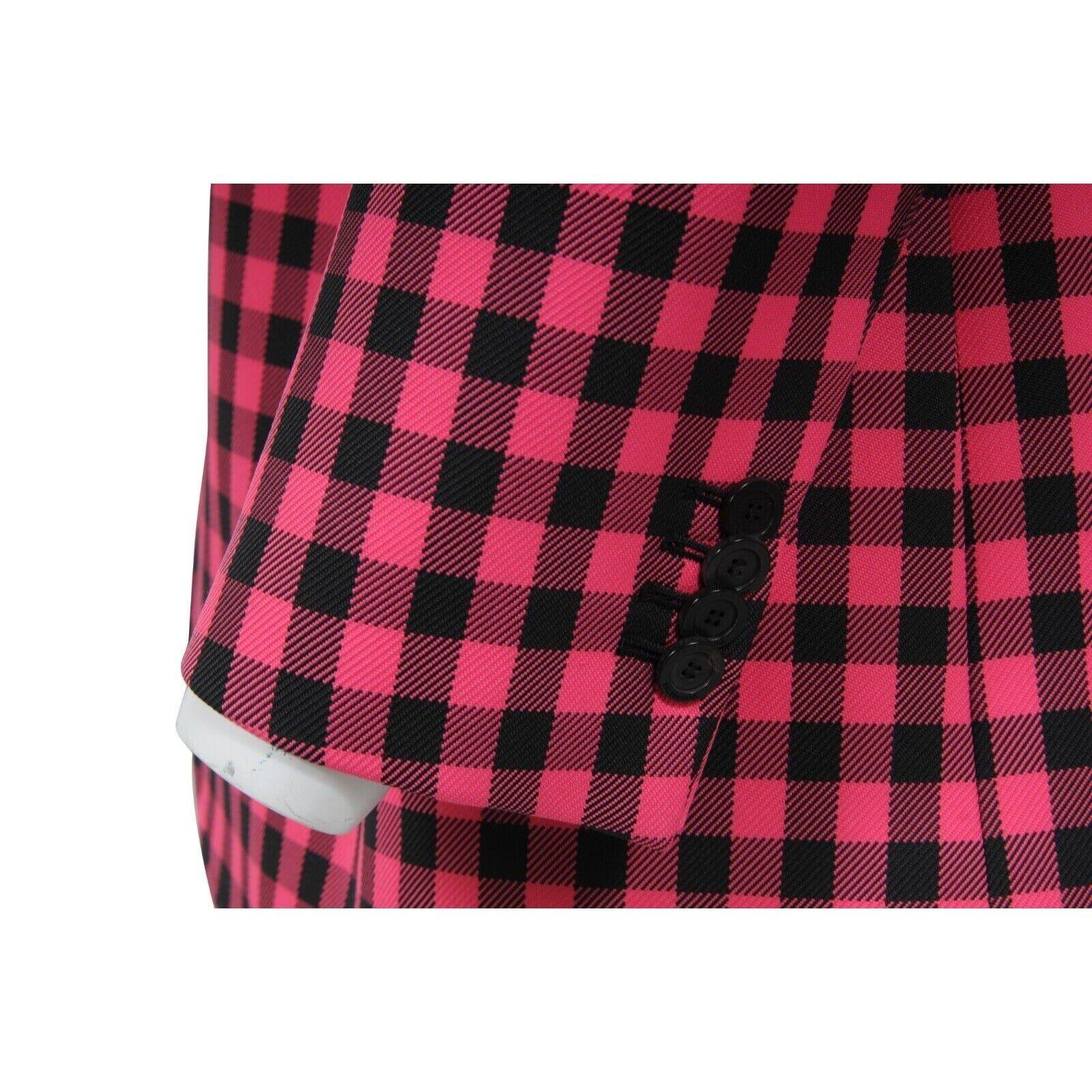Balenciaga Blazer monopetto a clessidra F38 rosa nero a quadretti in vendita 6