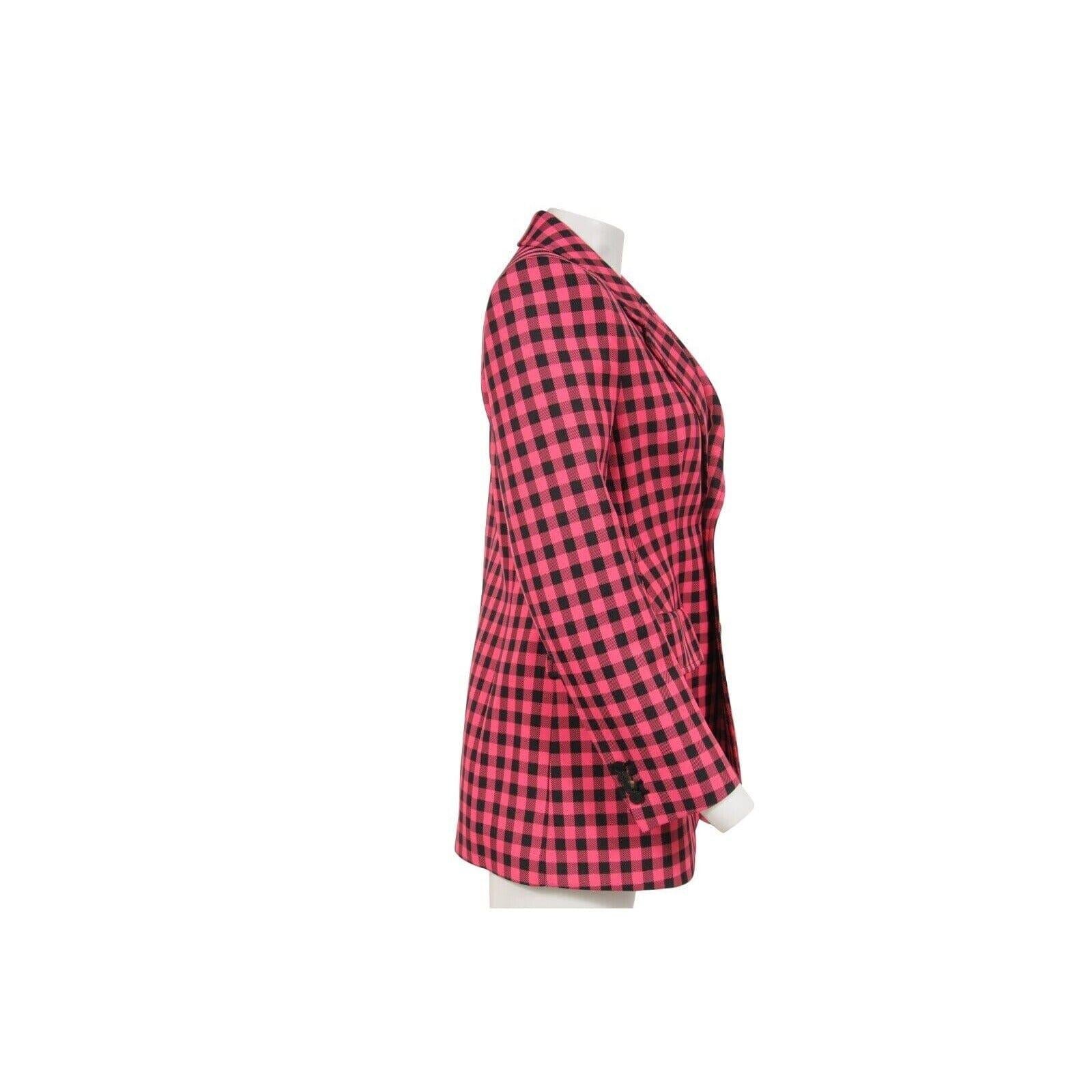 Marrone Balenciaga Blazer monopetto a clessidra F38 rosa nero a quadretti in vendita